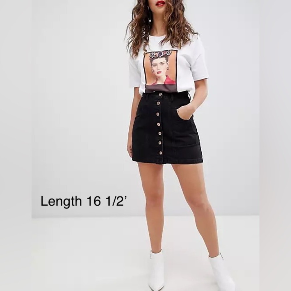 Stradivarius A-line Button-Up Denim Mini Skirt